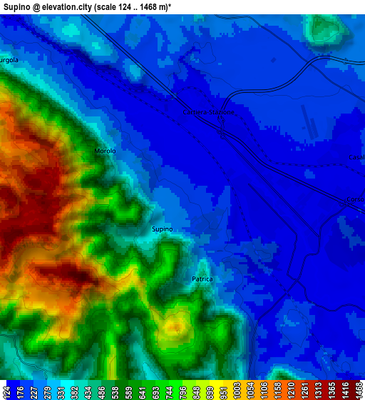 Zoom OUT 2x Supino, Italy elevation map