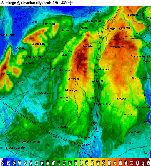 Zoom OUT 2x Sumirago, Italy elevation map