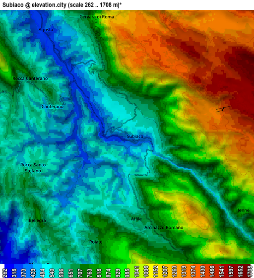 Zoom OUT 2x Subiaco, Italy elevation map