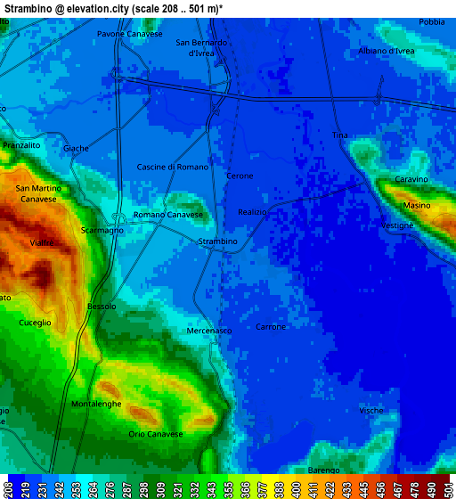 Zoom OUT 2x Strambino, Italy elevation map