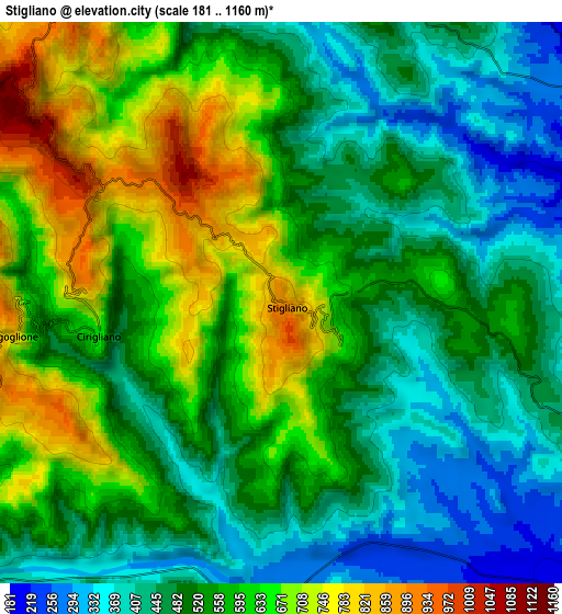 Zoom OUT 2x Stigliano, Italy elevation map