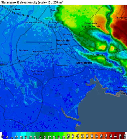 Zoom OUT 2x Staranzano, Italy elevation map