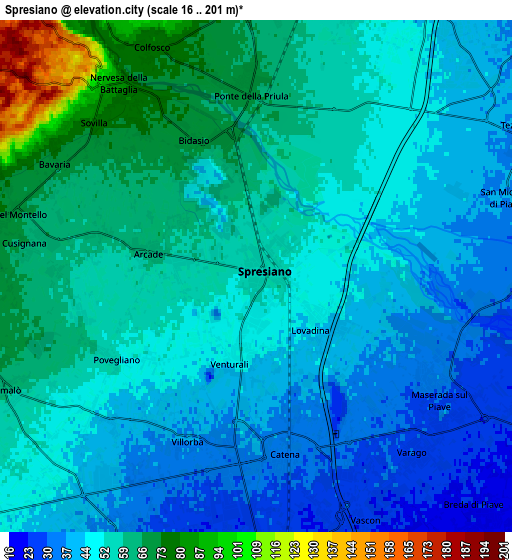 Zoom OUT 2x Spresiano, Italy elevation map