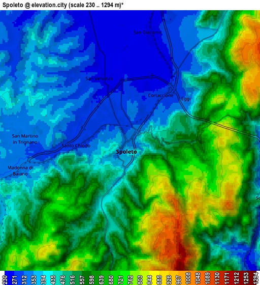 Zoom OUT 2x Spoleto, Italy elevation map