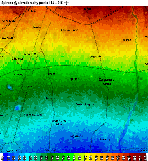 Zoom OUT 2x Spirano, Italy elevation map