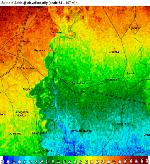 Zoom OUT 2x Spino d'Adda, Italy elevation map