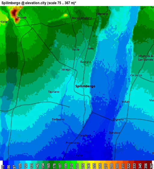 Zoom OUT 2x Spilimbergo, Italy elevation map