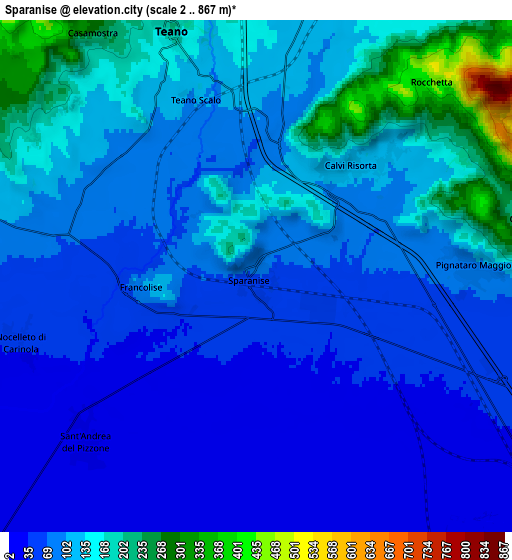 Zoom OUT 2x Sparanise, Italy elevation map