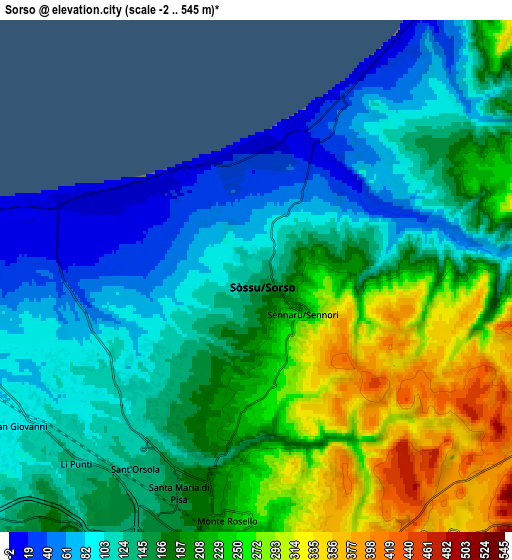 Zoom OUT 2x Sorso, Italy elevation map