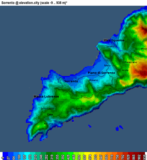 Zoom OUT 2x Sorrento, Italy elevation map