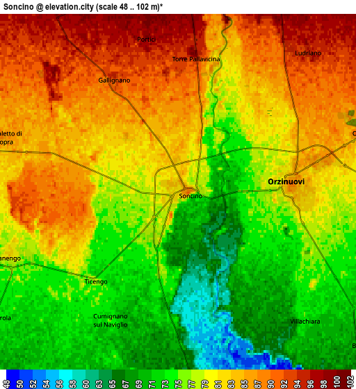 Zoom OUT 2x Soncino, Italy elevation map