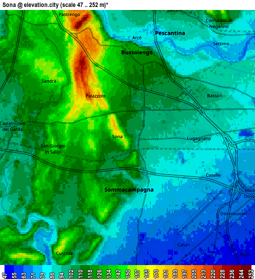 Zoom OUT 2x Sona, Italy elevation map