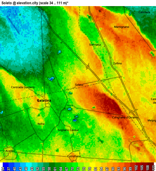 Zoom OUT 2x Soleto, Italy elevation map