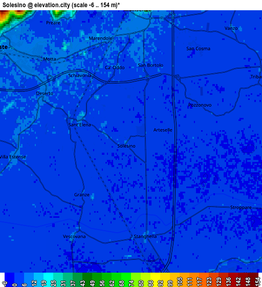 Zoom OUT 2x Solesino, Italy elevation map