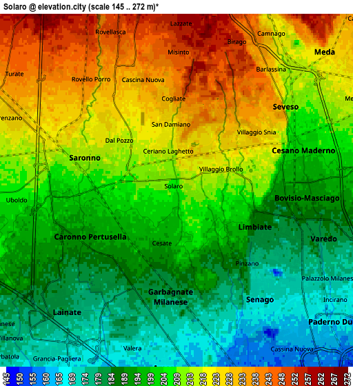 Zoom OUT 2x Solaro, Italy elevation map