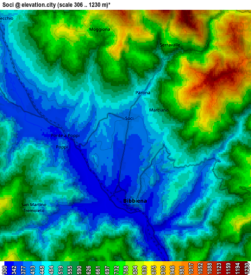 Zoom OUT 2x Soci, Italy elevation map