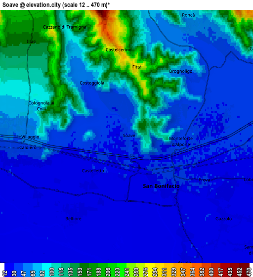 Zoom OUT 2x Soave, Italy elevation map