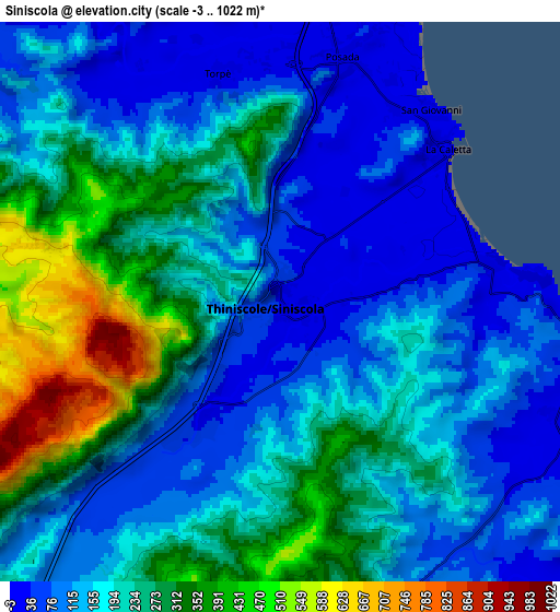 Zoom OUT 2x Siniscola, Italy elevation map