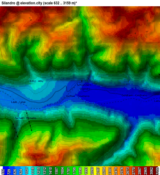 Zoom OUT 2x Silandro, Italy elevation map