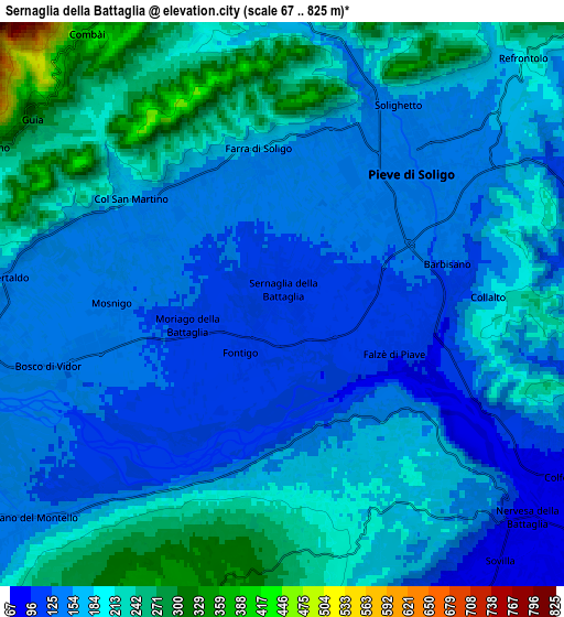 Zoom OUT 2x Sernaglia della Battaglia, Italy elevation map