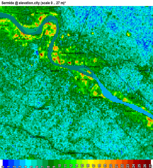 Zoom OUT 2x Sermide, Italy elevation map