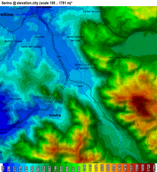 Zoom OUT 2x Serino, Italy elevation map