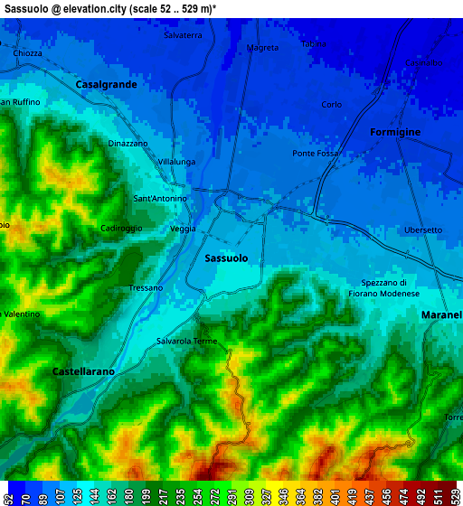 Zoom OUT 2x Sassuolo, Italy elevation map