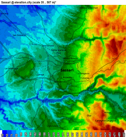 Zoom OUT 2x Sassari, Italy elevation map