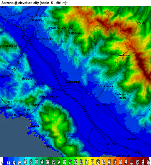 Zoom OUT 2x Sarzana, Italy elevation map