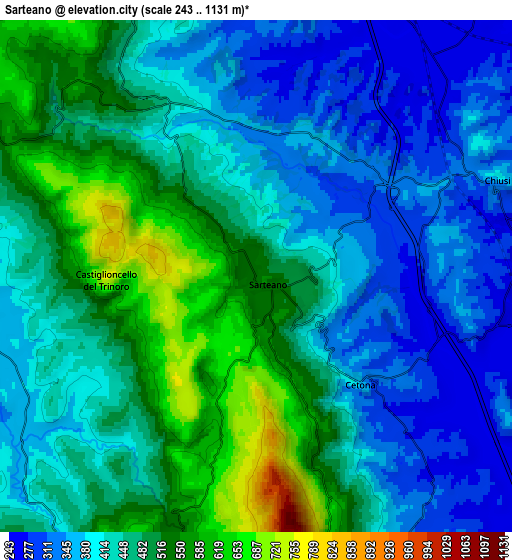 Zoom OUT 2x Sarteano, Italy elevation map