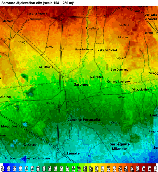 Zoom OUT 2x Saronno, Italy elevation map