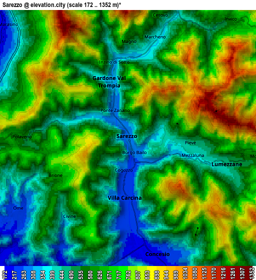 Zoom OUT 2x Sarezzo, Italy elevation map