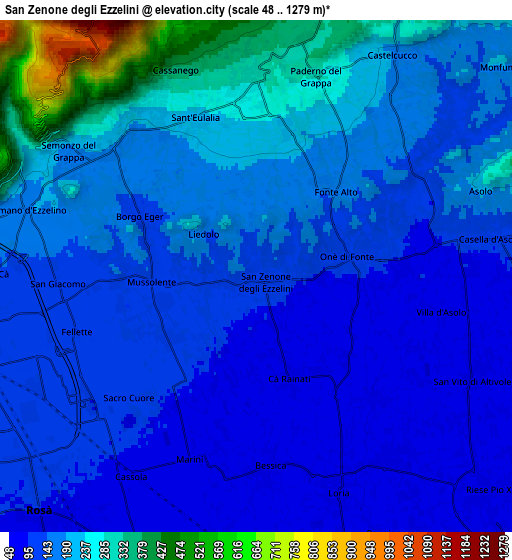 Zoom OUT 2x San Zenone degli Ezzelini, Italy elevation map