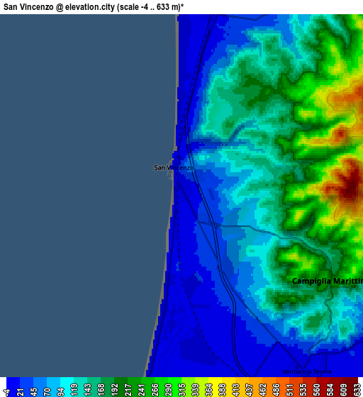 Zoom OUT 2x San Vincenzo, Italy elevation map