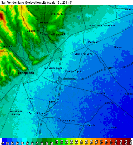 Zoom OUT 2x San Vendemiano, Italy elevation map