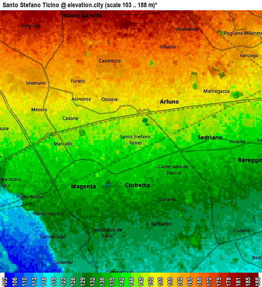 Zoom OUT 2x Santo Stefano Ticino, Italy elevation map