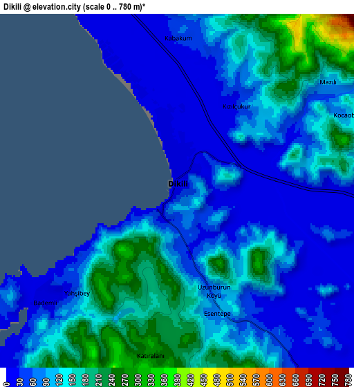 Zoom OUT 2x Dikili, Turkey elevation map