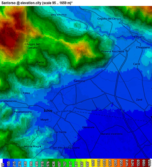 Zoom OUT 2x Santorso, Italy elevation map