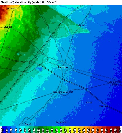 Zoom OUT 2x Santhià, Italy elevation map
