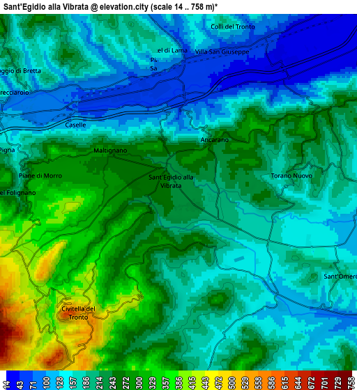 Zoom OUT 2x Sant'Egidio alla Vibrata, Italy elevation map