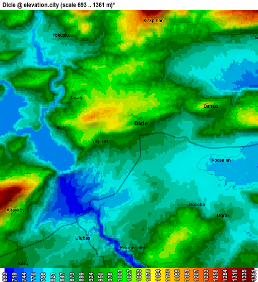 Zoom OUT 2x Dicle, Turkey elevation map