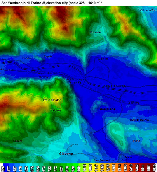 Zoom OUT 2x Sant'Ambrogio di Torino, Italy elevation map