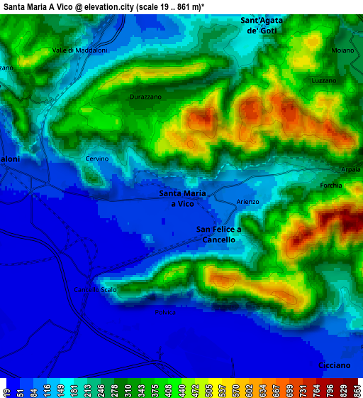 Zoom OUT 2x Santa Maria A Vico, Italy elevation map