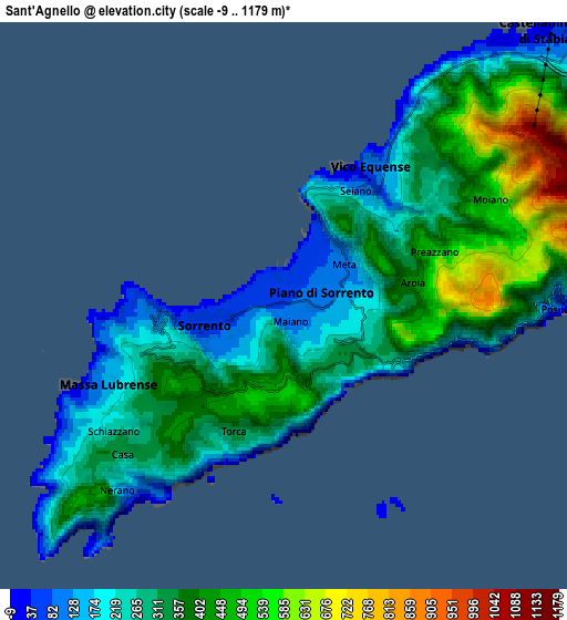 Zoom OUT 2x Sant'Agnello, Italy elevation map