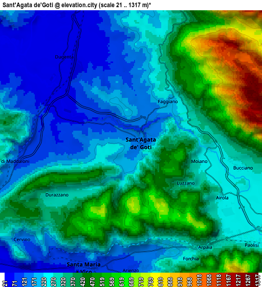 Zoom OUT 2x Sant'Agata de'Goti, Italy elevation map