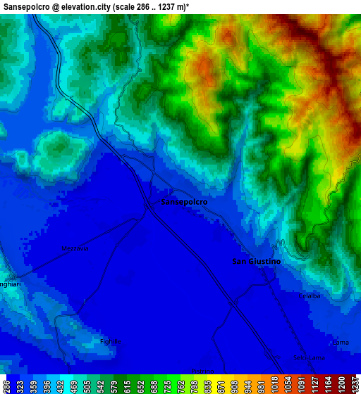 Zoom OUT 2x Sansepolcro, Italy elevation map