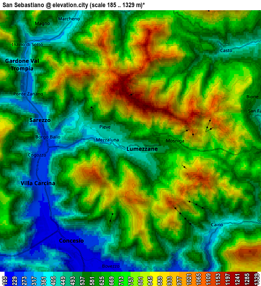Zoom OUT 2x San Sebastiano, Italy elevation map