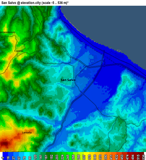 Zoom OUT 2x San Salvo, Italy elevation map