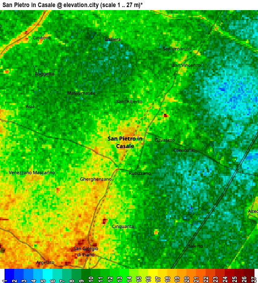 Zoom OUT 2x San Pietro in Casale, Italy elevation map