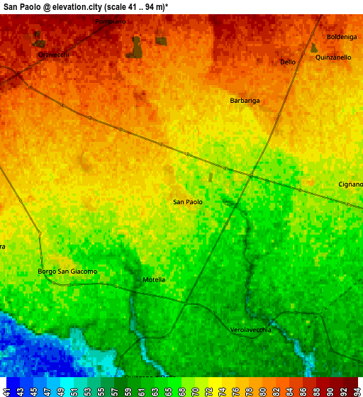 Zoom OUT 2x San Paolo, Italy elevation map